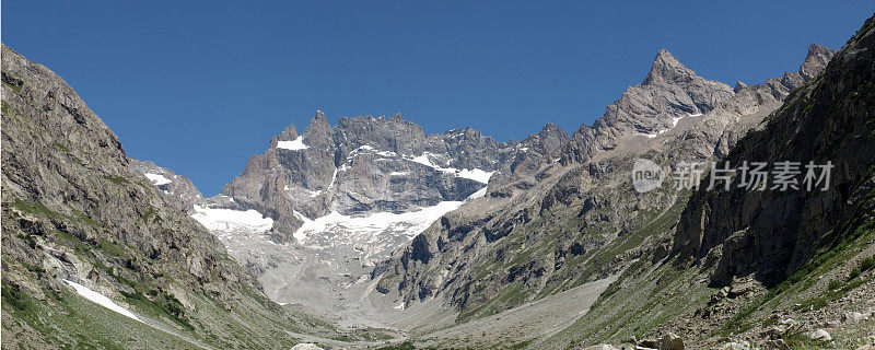 全景与La Meije Ecrins阿尔卑斯山